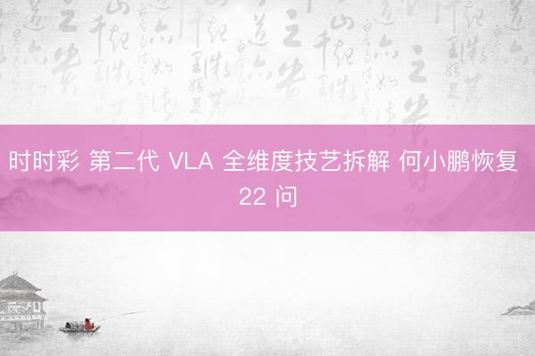 时时彩 第二代 VLA 全维度技艺拆解 何小鹏恢复 22 问