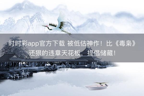 时时彩app官方下载 被低估神作！比《毒枭》还狠的违章天花板，提倡储藏！