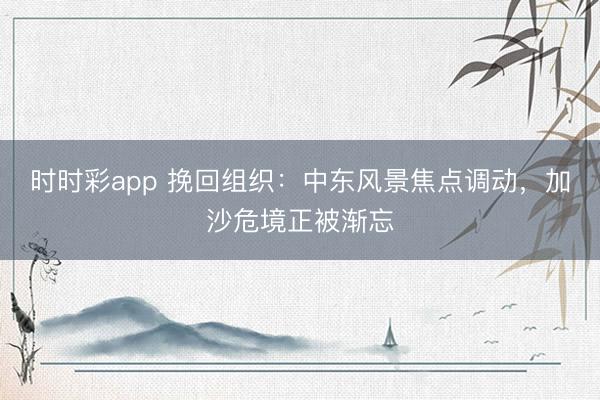 时时彩app 挽回组织：中东风景焦点调动，加沙危境正被渐忘