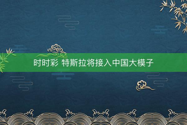时时彩 特斯拉将接入中国大模子