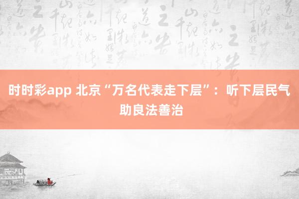 时时彩app 北京“万名代表走下层”:听下层民气 助良法善治