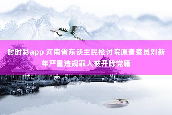 时时彩app 河南省东谈主民检讨院原查察员刘新年严重违规罪人被开除党籍
