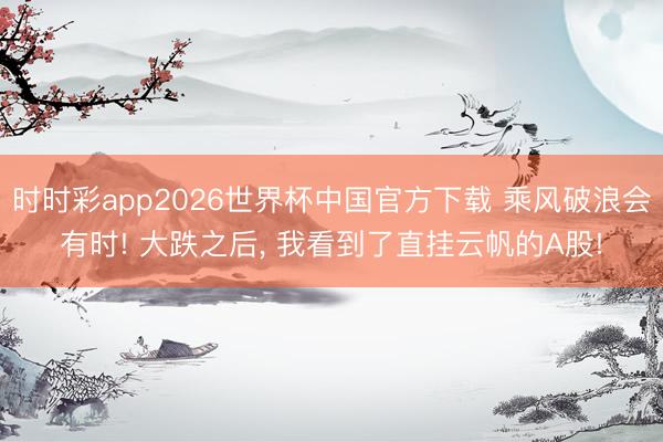 时时彩app2026世界杯中国官方下载 乘风破浪会有时! 大跌之后, 我看到了直挂云帆的A股!