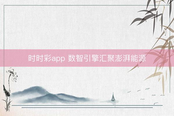 时时彩app 数智引擎汇聚澎湃能源